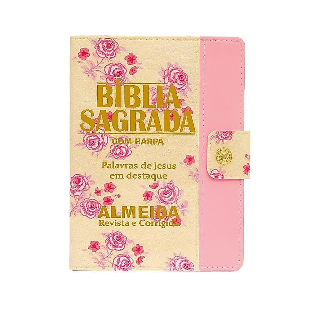 Bíblia Sagrada Feminina - Botão Floral e Rosa | ARC - João Ferreira de Almeida com Harpa e Índice Lateral