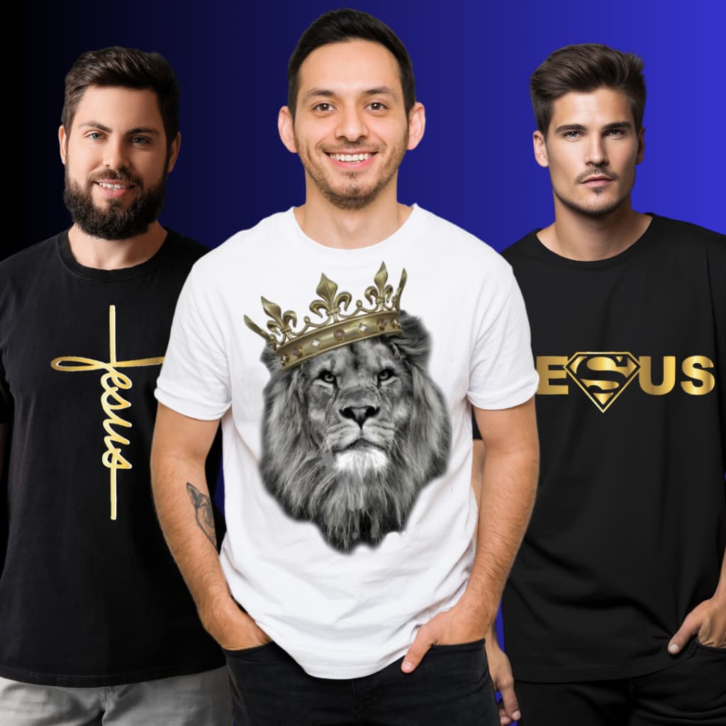 3 Camisetas - masculina - gospel - kit - camiseta gospel - camiseta evangelica - vestir bem - jesus-