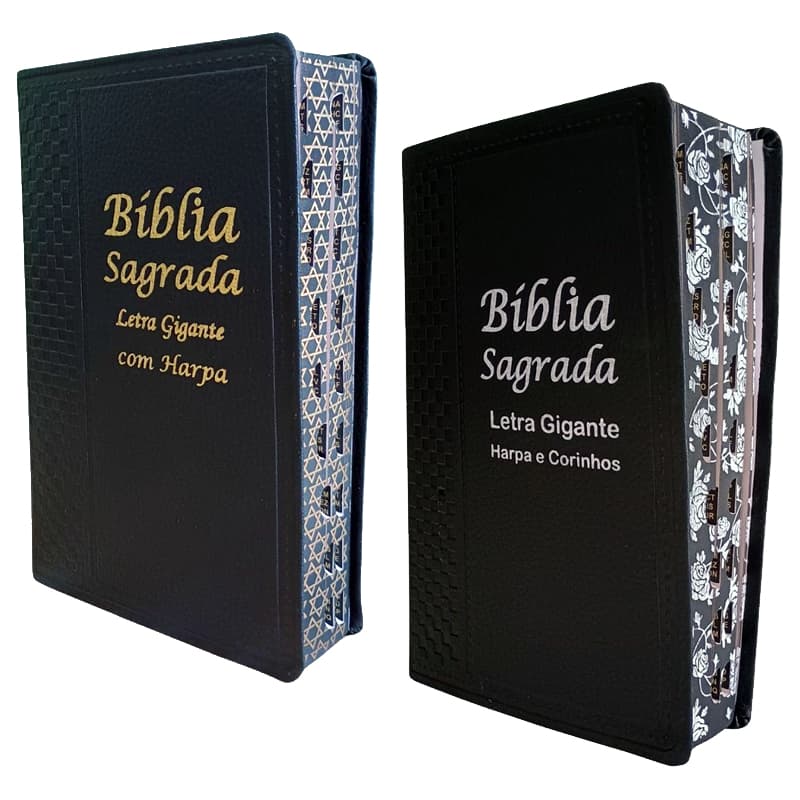 Kit Casal com Bíblia Feminina + Bíblia Masculina com Harpa e Palavras de Jesus em Vermelho Bordas Desenhadas