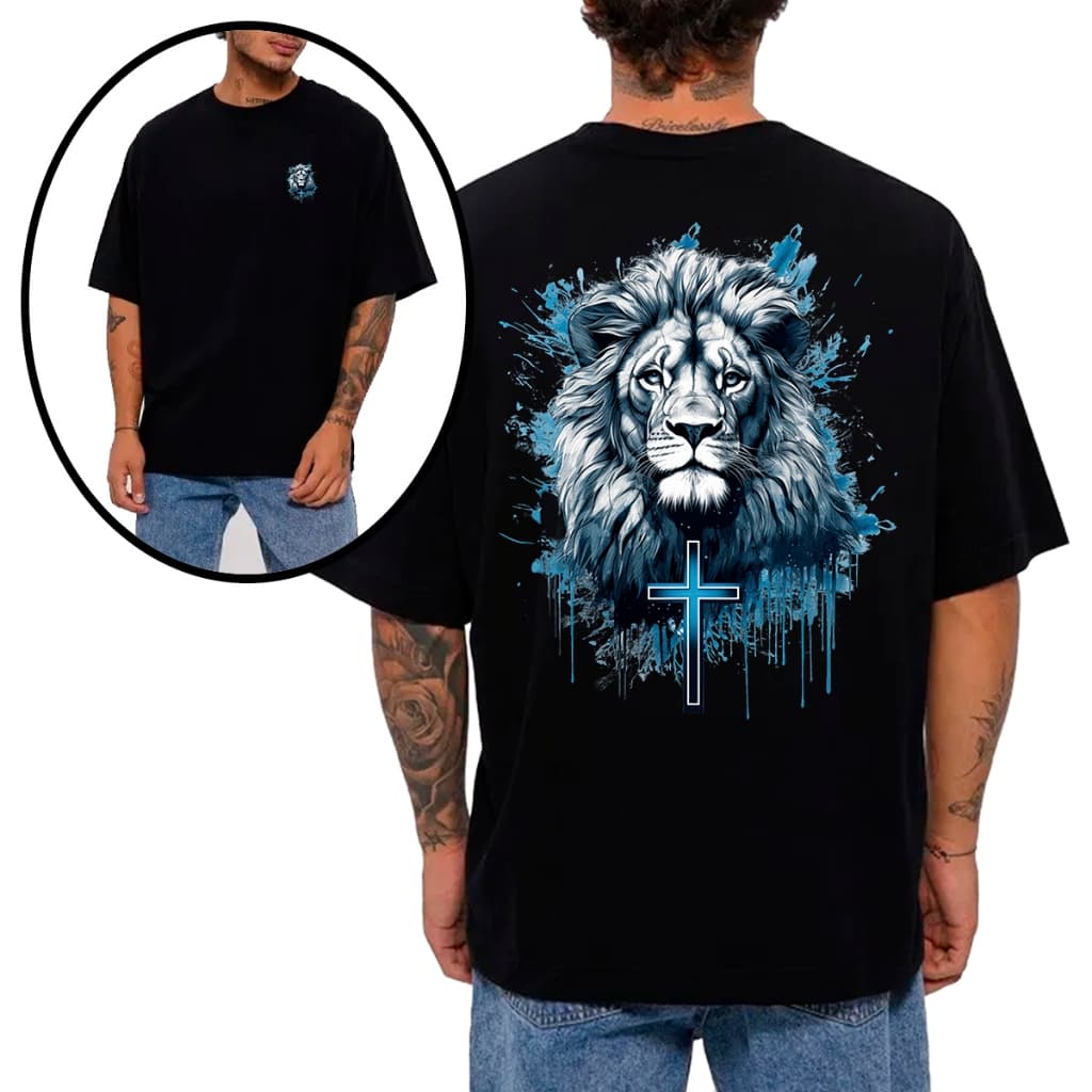 Camiseta T-shirt ou Oversized Masculina Estampa Gospel Jesus Salva Gospel Fé Malha Premium