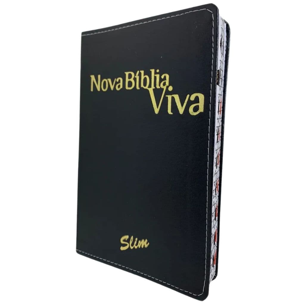 Biblia Sagrada Nova Biblia Viva Luxo Slim Couro Sintetico Com Indice Preta