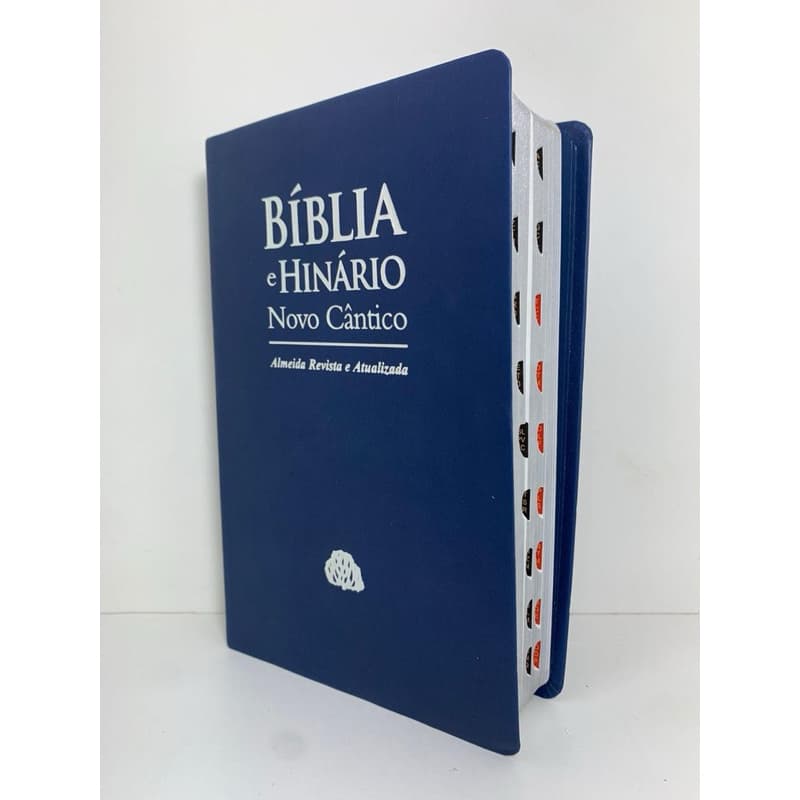Biblia Sagrada Letra Gigante Com Hinário Novo Cântico azul couro bonded