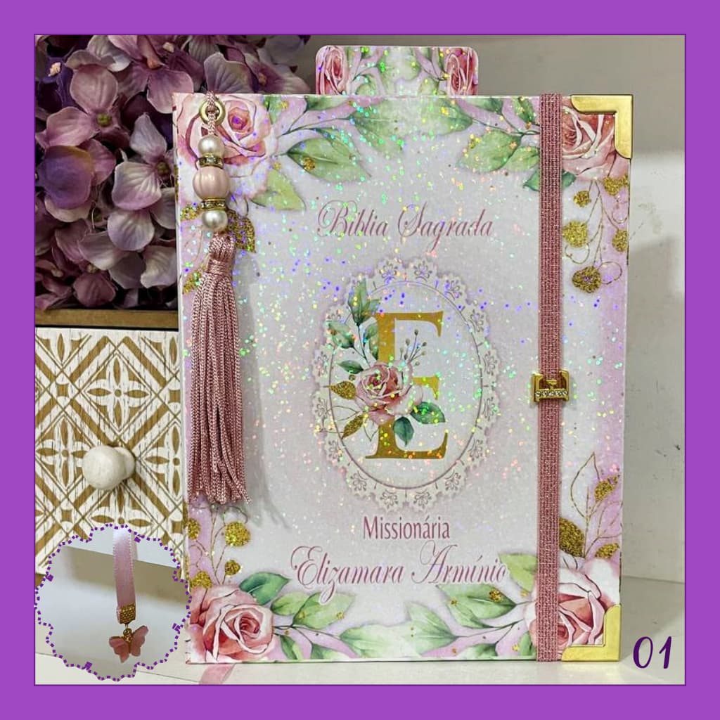 Biblia Personalizada com Harpa Cristã  modelos Rosa João Ferreira ARC + Harpa Cristã -Letras Grande