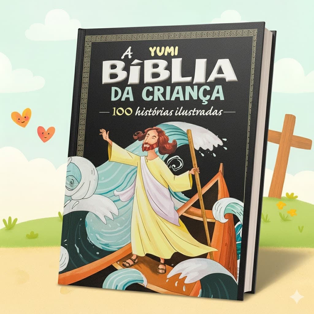 A Bíblia da Criança Livro Infantil 100 Histórias da Bíblia Ilustrada Edição Capa Dura Grande Premium