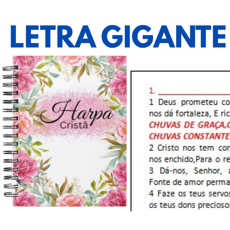 Harpa Cristã Evangélica Letra Jumbo Hiper Gigante Hinário completo com corinhos Capa Dura 689 louvores