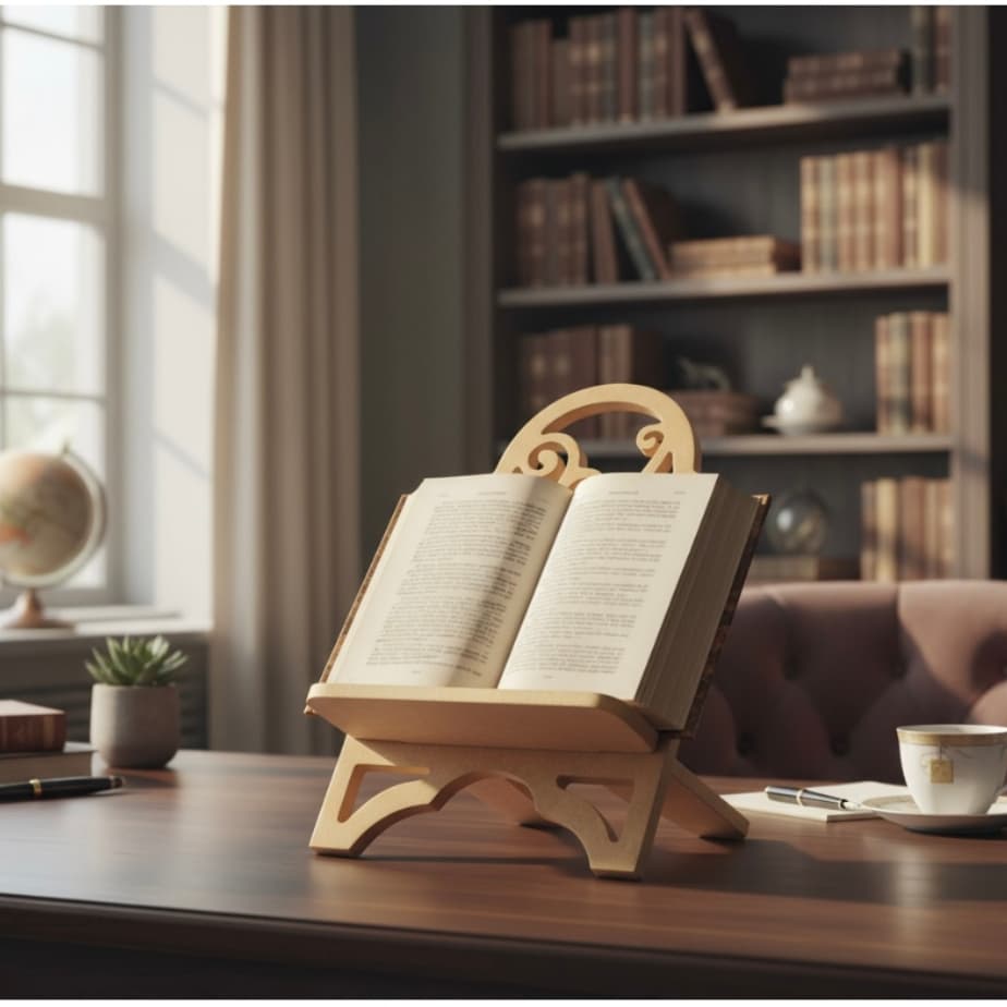 Porta Biblia E Livro Trabalhado Arabesco Em Mdf 9mm Cru