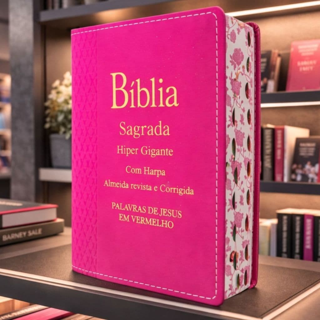 Biblia Feminina ARC | Letra Hipergigante | Harpa & Corinhos | Luxo Pink