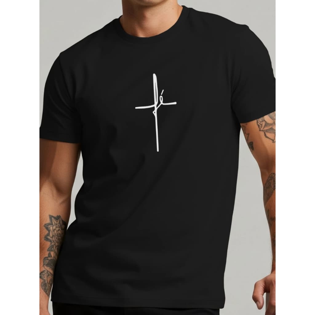 Camiseta Masculina Fé Minimalista Gospel Cristã Estampada 100% Algodão, camiseta unissex Fé gospel