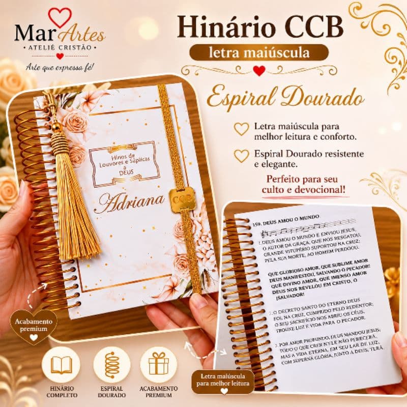 Hinario CCB em espiral letra grande maiúscula |enviar nome no chat|