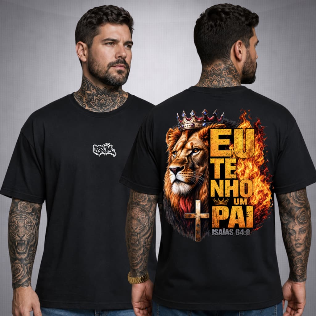 Camiseta Masculina 100% Algodão Gospel Blusa Leão De Judá Yeshua Moda Gospel Evangelica