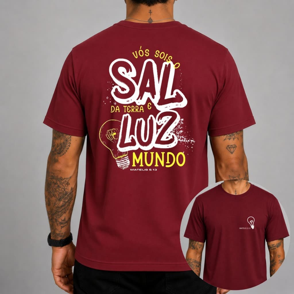 Camiseta Cristã Gospel Sal da Terra Luz Do Mundo Moda Gospel Camisa Unissex