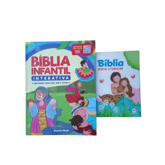 KIT(2) Livros Cristão Infantil Bíblia, Biblia Infantil Interativa + Bíblia para crianças