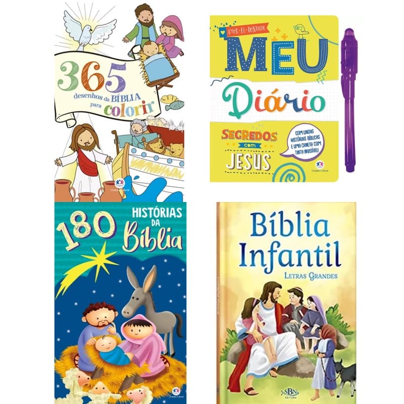 365 Desenhos da Bíblia + 180 Histórias da Bíblia + Bíblia Infantil | Letra Grande + Livro Meu Diário