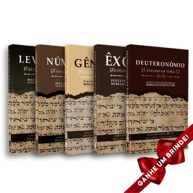 Livro Box 5 livros Pentateuco Bílingue | Estudo da Torá Penkal Cristão Evangélico Gospel