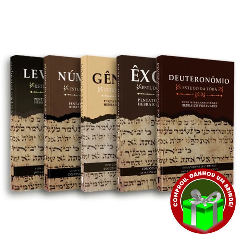 Livro Box 5 livros Pentateuco Bílingue | Estudo da Torá Penkal Cristão Evangélico Gospel