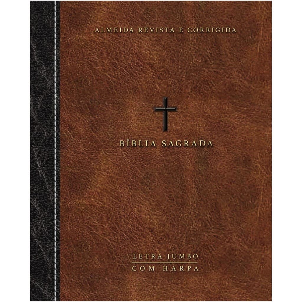 Bíblia Sagrada | Letra Jumbo | ARC com Harpa | Palavras de Jesus em Vermelho | Cruz Marrom
