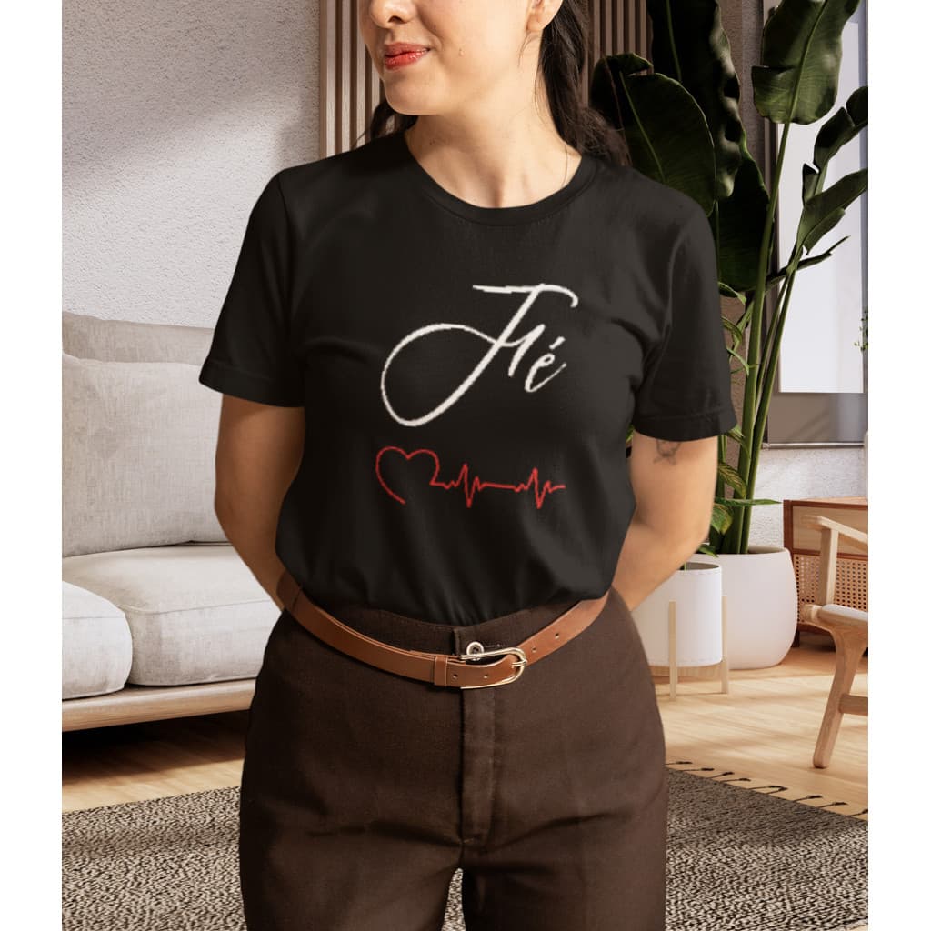 Camiseta Gospel Feminina Fé - 100% Algodão Estampa Cristã Moda Evangélica Blusa Feminina Gospel