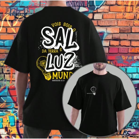 Camiseta Cristã Gospel Sal da Terra Luz Do Mundo Moda Gospel Camisa Unissex