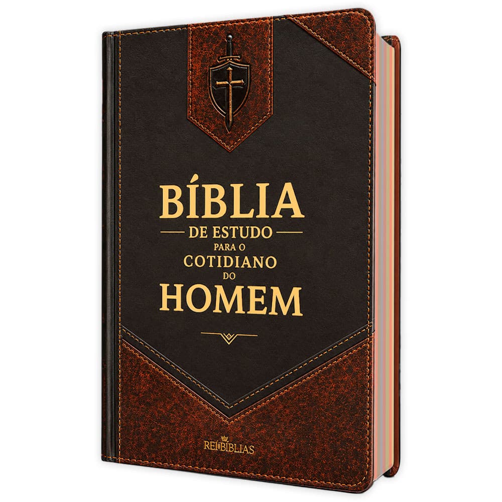 Bíblia de Estudo para o Cotidiano do Homem - Preta e Marrom | NVAA - João Ferreira de Almeida - Capa Dura