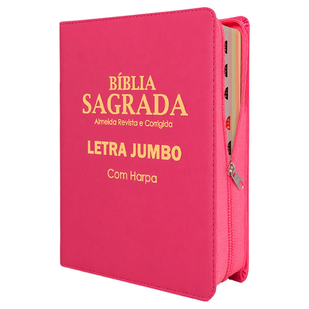 Bíblia Sagrada - Jumbo Zíper Agenda Pink | ARC - João Ferreira de Almeida - Harpa e Índice por Cores    A Bíblia Sagrada