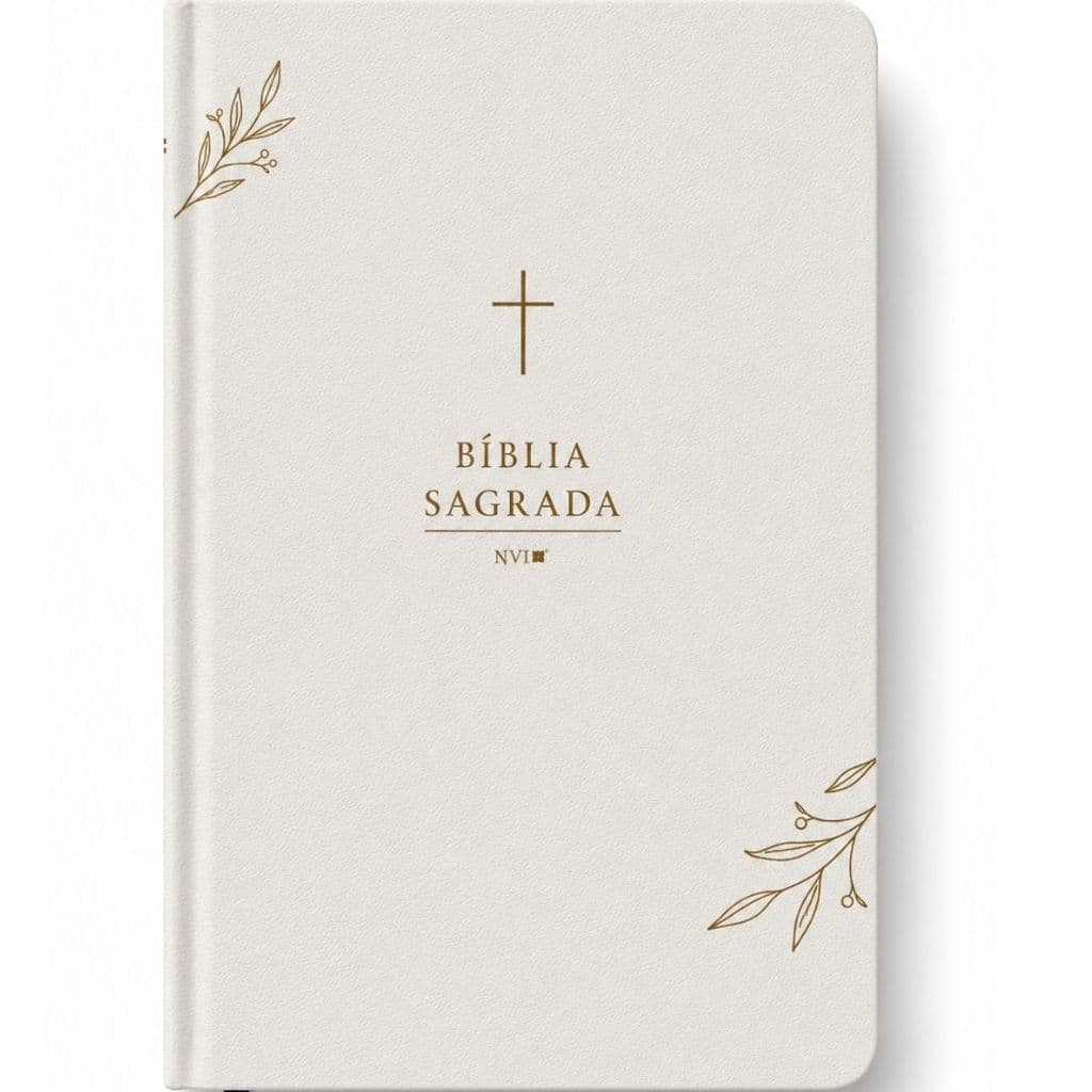 Bíblia Sagrada | NVI | Letra Normal | Capa Dura com Fitilho | Capa Luxo Cruz Branca