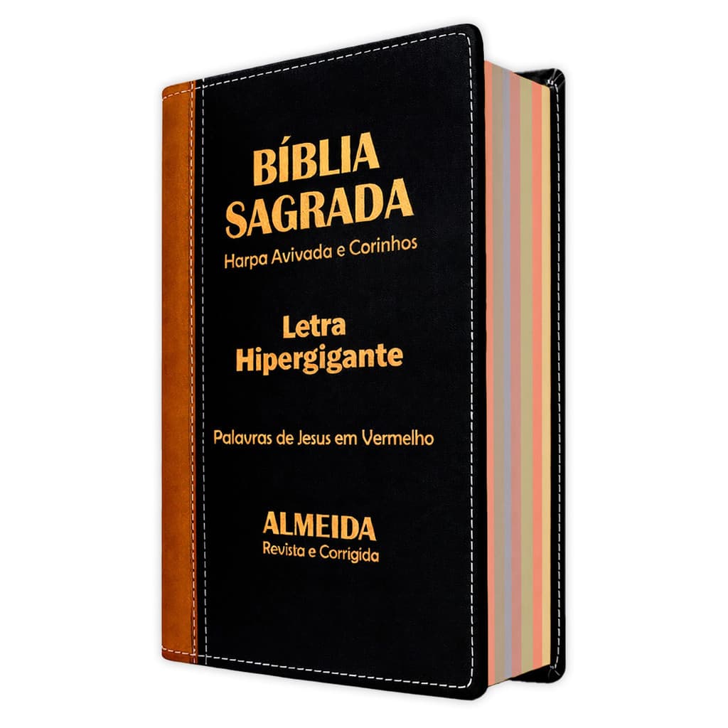 Bíblia Sagrada - Hipergigante Luxo Bicolor Caramelo | ARC - João Ferreira de Almeida - Harpa e Índice por Cores    A Bíb