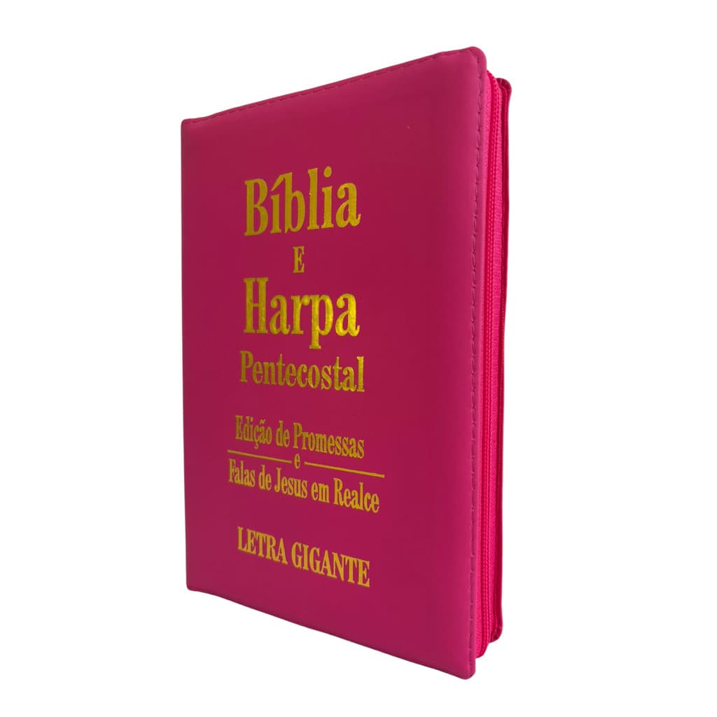 Bíblia Sagrada Letra Gigante Zíper Pink Falas de Jesus